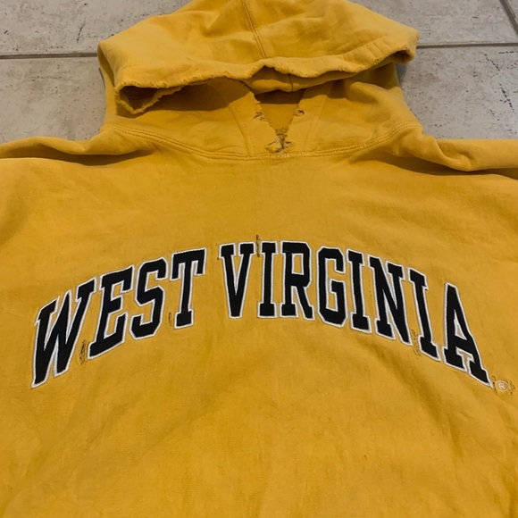💜 Vintage Steve & Barry's West Virginia University Yellow Hoodie - Size L - Picture 3 of 9